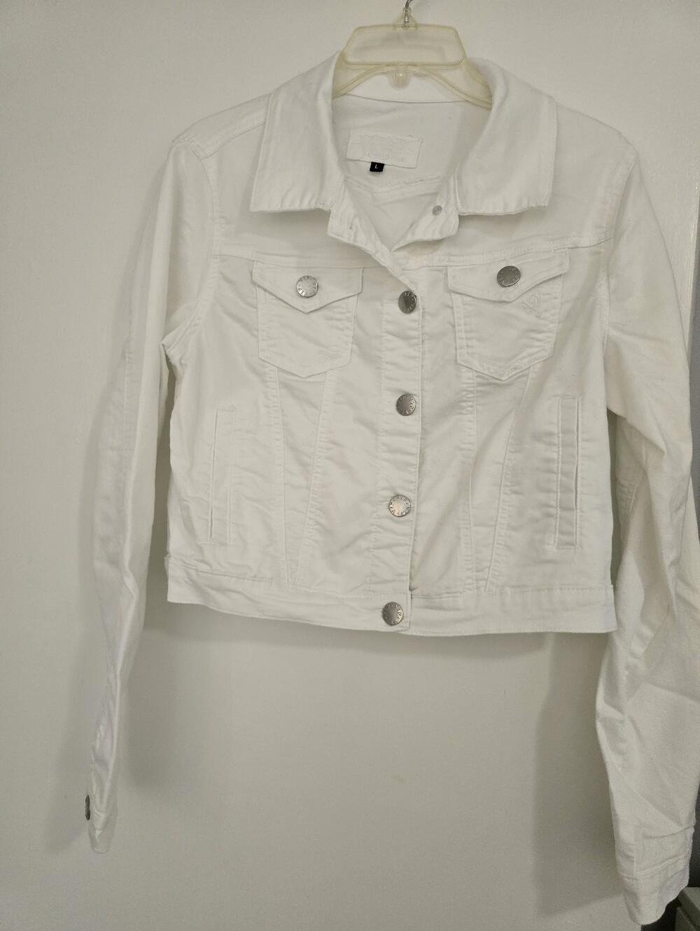 White Denim Jean Jacket with Silver Buttons